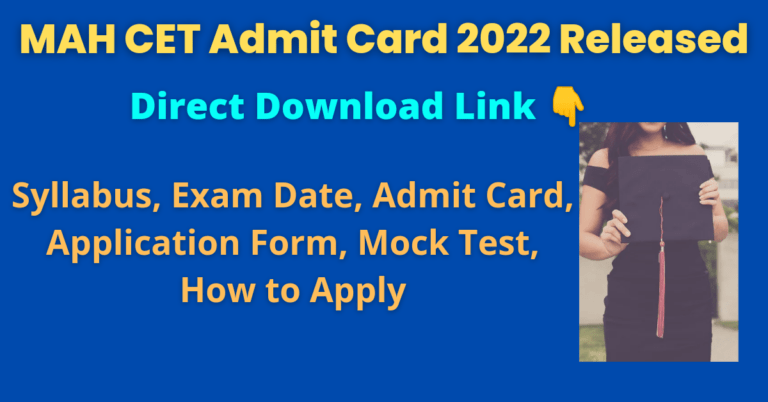 Mah cet mba Admit Card 2022 Released