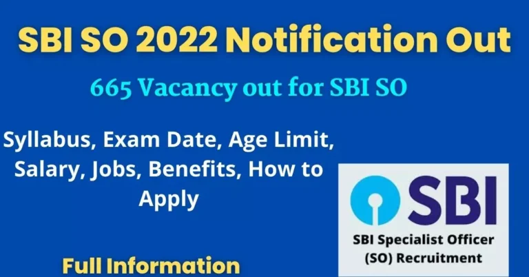 SBI SO Recruitment 2022 Notification Out